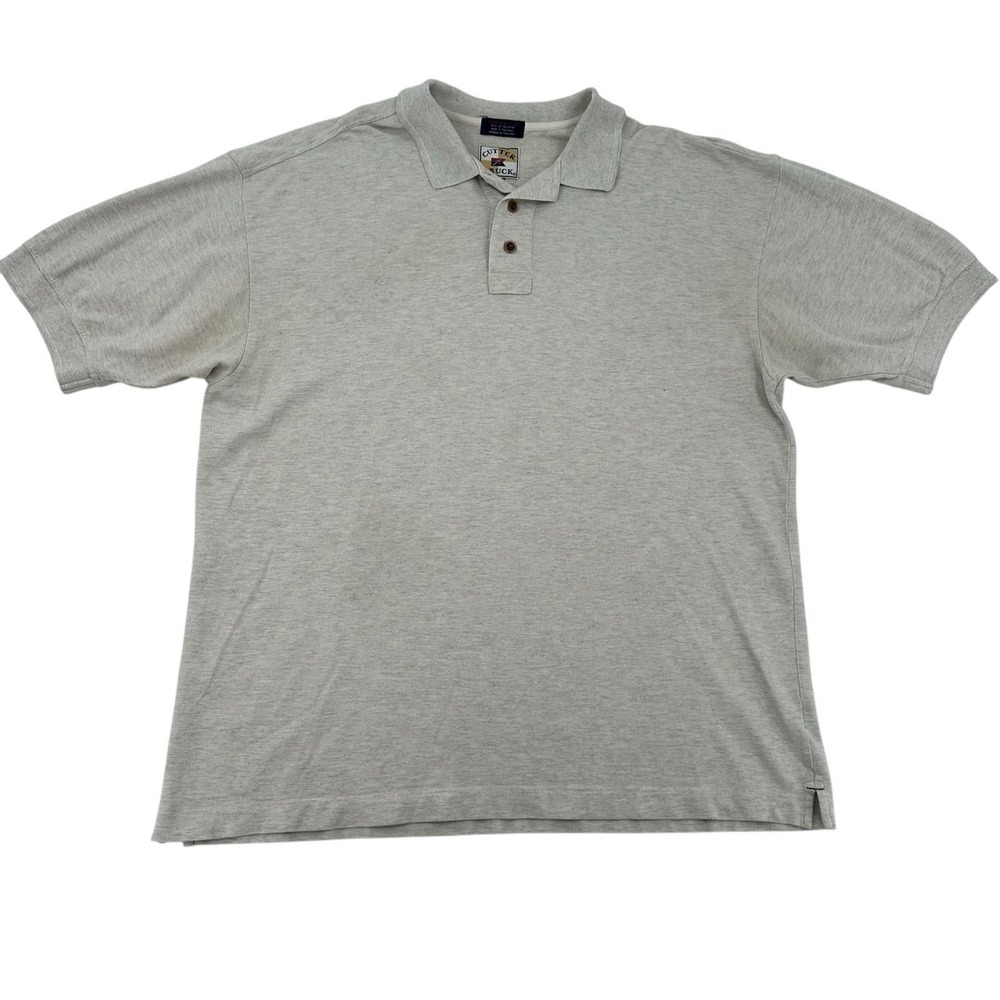 Cutter & Buck Mens XLT Polo Shirt Oatmeal Heather Gray Short Sleeve Cotton Pique